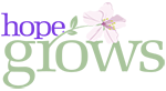 Logo image with Hope Grows name with flower, clicking it returns you to the home page